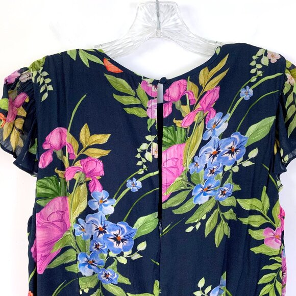 New Monsoon UK Silvia Floral Print Maxi Dress Navy Sz 14 - Picture 6 of 16